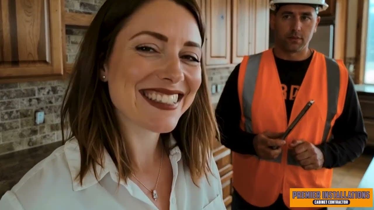 Premier Installations — family-owned cabinet brand spot — Family-owned cabinet brand commercial for Premier Installations (Central Texas, three generations of cabinetmakers). Animated owner avatar walks through the work alongside real before-and-after photos and AI-generated install crews.